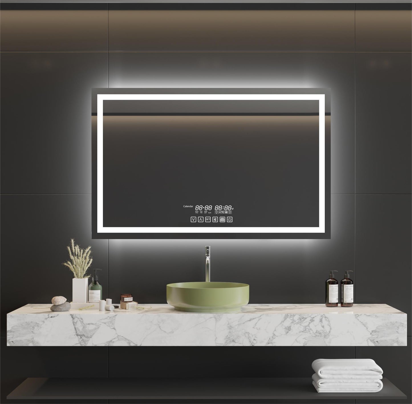 40"x32" Bathroom  Wall Mounted Backlit Mirror with wireless Wall Switch-Inlaid