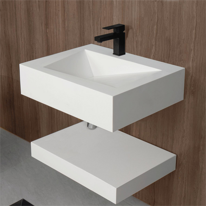 24"x19" Small Bathroom Wall Mount Floating Vanity Sink with Shelf Layer-Double Layer