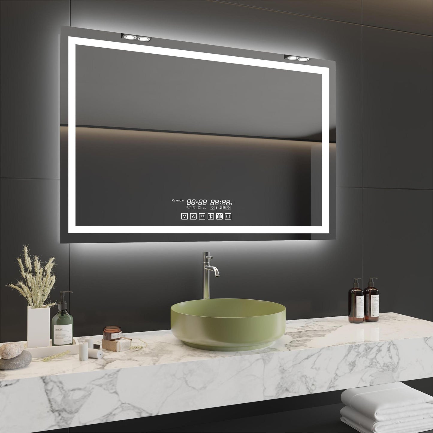 48"x36" Bathroom LED Smart Mirror with Anti-fog-Inlaid