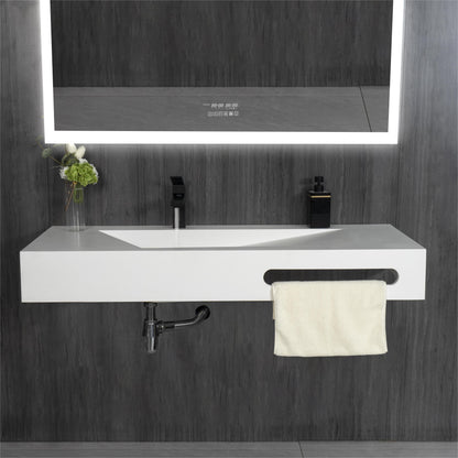 48"x19" Modern Stone Bathroom Floating Vanity Sink-Single Layer