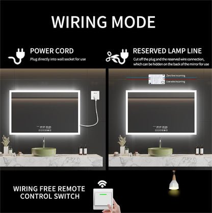 40"x32" Bathroom  Wall Mounted Backlit Mirror with wireless Wall Switch-Fringe