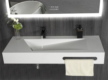 48"x19" Modern Stone Bathroom Floating Vanity Sink-Single Layer