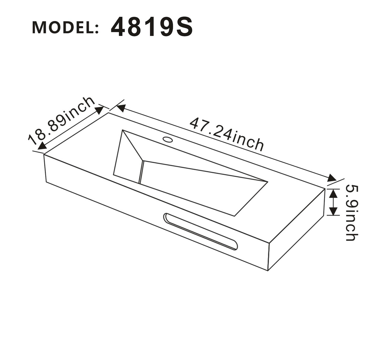 48"x19" Modern Stone Bathroom Floating Vanity Sink-Single Layer