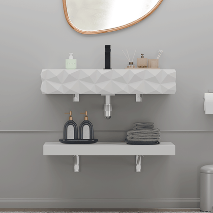 32"x19" Bathroom Wall-Mount Floating Vanity Sink with Shelf Layer